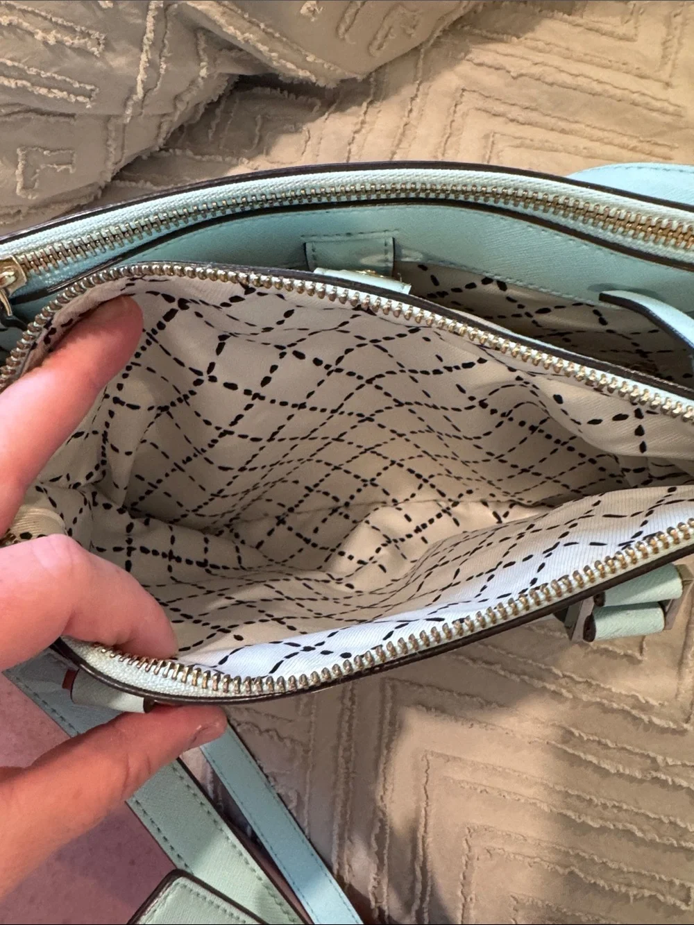 kate spade Mint Green Saffiano Leather Satchel with Crossbody Strap